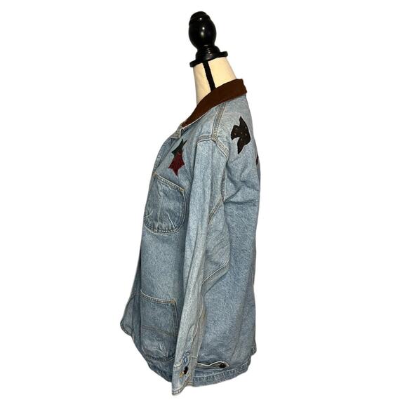 VTG Sunbelt Jacket Women's Blue Denim Birds House Embroidered Size Small Cotton - Picture 3 of 7